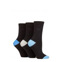 Women's 3 Pair Pringle Patterned Cotton and Recycled Polyester Socks Contrast Heel & Toe Black Blue / Grey / Light Blue UK 4-8