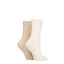 Women's 2 Pack Pringle Cashmere and Merino Wool Blend Luxury Socks Basket Knit Snow / Beige 4-8