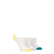 Women's 3 Pair Pringle Plain and Patterned Cotton Trainer Socks Yellow / Mint / Blue Dots 4-8 Ladies