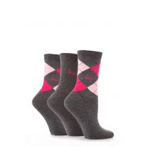 3 Pair Charcoal / Pinks Louise Argyle Cotton Socks Ladies 4-8 Ladies - Pringle