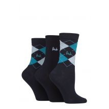 Women's 3 Pair Pringle Louise Argyle Cotton Socks Dark Navy 4-8 Women's