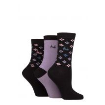 Women's 3 Pair Pringle Patterned Cotton and Recycled Polyester Socks Scatter Diamond Black 4-8 Ladies