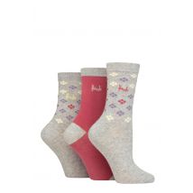 Women's 3 Pair Pringle Patterned Cotton and Recycled Polyester Socks Scatter Diamond Light Grey 4-8 Ladies