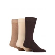 3 Pair Brown Plain Comfort Cuff Socks Men's 6-11 Mens - Farah