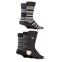 Mens 5 Pair Farah Patterned Striped and Argyle Cotton Socks Stripe Brown 6-11 Mens