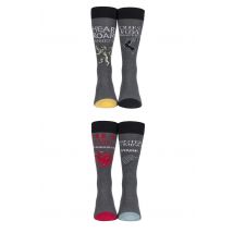 4 Pair Grey Game of Thrones Houses Targaryen, Stark, Lannister and Baratheon Socks Unisex 11-14 Unisex - Film & TV Characters