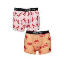Mens 2 Pair SOCKSHOP Wildfeet Patterned Trunks Lobster M
