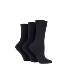 Women's 3 Pair IOMI FootNurse Gentle Grip Bamboo Diabetic Socks Black 4-8
