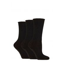Women's 3 Pair SOCKSHOP IOMI FootNurse Diabetic Slipper Socks Black 4-8