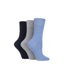 3 Pair Blue Footnurse Gentle Grip Diabetic Socks Ladies 4-8 Ladies - Iomi