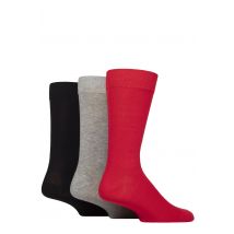 Mens 3 Pair Wildfeet Plain Bamboo Socks Red / Light Grey / Navy 7-11