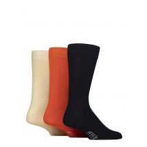 Mens 3 Pair Wildfeet Plain Bamboo Socks Navy / Orange / Pale Yellow 7-11