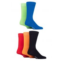 Mens 5 Pair SOCKSHOP Wildfeet Plain Bamboo Socks Blue / Lime / Black / Orange / Red 7-11 Mens