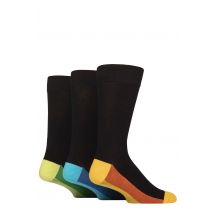 Mens 3 Pair SOCKSHOP Wildfeet Patterned Spots and Stripes Bamboo Socks Footbed Orange / Blue / Green 7-11