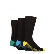 Mens 3 Pair SOCKSHOP Wildfeet Patterned Spots and Stripes Bamboo Socks Footbed Stripey Yellow / Blue 7-11 Mens