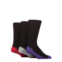 Mens 3 Pair SOCKSHOP Wildfeet Patterned Spots and Stripes Bamboo Socks Footbed Black Purple / Grey / Red