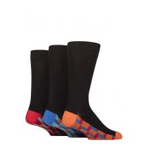 Mens 3 Pair SOCKSHOP Wildfeet Patterned Spots and Stripes Bamboo Socks Footbed Orange / Blue / Red 7-11