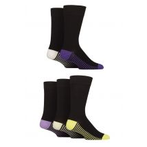 Mens 5 Pair SOCKSHOP Wildfeet Bamboo Patterned Socks Striped Sole Purple / White / Lime 7-11 Mens