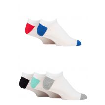 Mens 5 Pair SOCKSHOP Wildfeet Bamboo Trainer Socks White Grey Heel & Toe 6-11 Mens