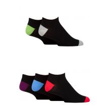 Mens 5 Pair SOCKSHOP Wildfeet Bamboo Trainer Socks Black Purple Heel & Toe 7-11 Mens