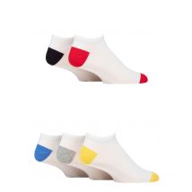Mens 5 Pair SOCKSHOP Wildfeet Bamboo Trainer Socks White Red Heel & Toe 6-11 Mens
