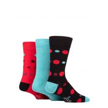 Mens 3 Pair SOCKSHOP Wildfeet Patterned Spots and Stripes Bamboo Socks Black Multi Size Spots 7-11 Mens
