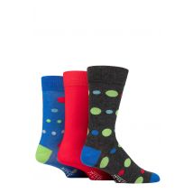 Mens 3 Pair SOCKSHOP Wildfeet Patterned Spots and Stripes Bamboo Socks Charcoal Multi Size Spots  6-11 Mens