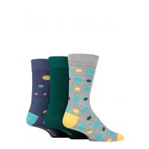 Mens 3 Pair SOCKSHOP Wildfeet Patterned Spots and Stripes Bamboo Socks Grey Multi Size Spots 7-11 Mens