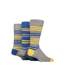 Mens 3 Pair SOCKSHOP Wildfeet Patterned Spots and Stripes Bamboo Socks Stripes Blue / Grey 7-11