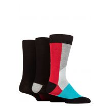 Mens 3 Pair SOCKSHOP Wildfeet Patterned Spots and Stripes Bamboo Socks Shapes Black / Red / Grey 7-11