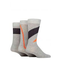 Mens 3 Pair SOCKSHOP Wildfeet Patterned Spots and Stripes Bamboo Socks Shapes Grey / Navy / Orange  7-11