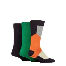 Mens 3 Pair SOCKSHOP Wildfeet Patterned Spots and Stripes Bamboo Socks Shapes Navy / Orange / Green 7-11