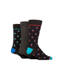 Mens 3 Pair SOCKSHOP Wildfeet Patterned Spots and Stripes Bamboo Socks Square Spots Black 7-11