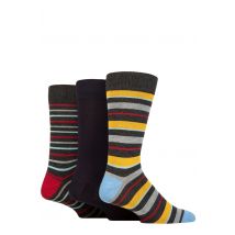 Mens 3 Pair SOCKSHOP Wildfeet Patterned Spots and Stripes Bamboo Socks Stripey Charcoal 7-11