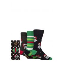 Mens 3 Pair SOCKSHOP Wildfeet Bamboo Christmas Socks in Santa Patterned Gift Box Santa in Glasses 7-11 Mens