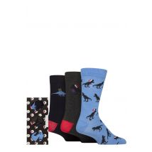 Mens 3 Pair SOCKSHOP Wildfeet Bamboo Christmas Socks in Santa Patterned Gift Box Dino in Xmas Hat 7-11 Mens