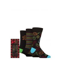 Mens 3 Pair SOCKSHOP Wildfeet Bamboo Christmas Socks in Red Check Gift Box Xmas Icons 7-11 Mens