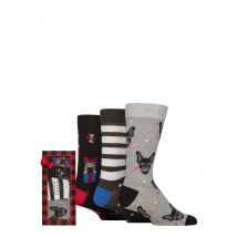 Mens 3 Pair SOCKSHOP Wildfeet Bamboo Christmas Socks in Red Check Gift Box Dog Xmas Cracker 7-11 Mens