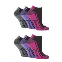 Women's 6 Pair Jeep Performance Polyester Cushioned Trainer Socks Black 4-8 Ladies
