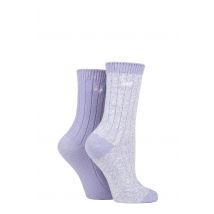 Women's 2 Pair Jeep Super Soft Ribbed Boot Socks Lilac / Cream 4-8 Ladies