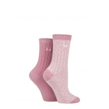 Women's 2 Pair Jeep Super Soft Ribbed Boot Socks Rose / Cream 4-8 Ladies