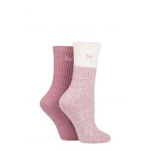 Women's 2 Pair Jeep Super Soft Cable Knit Boot Socks Rose / Cream 4-8 Ladies