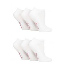 Women's 6 Pair Jeep Performance Polyester Cushioned Trainer Socks White Plain 4-8 Ladies
