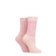 Women's 2 Pair Jeep Wool Blend Cable Knit Boot Socks Rose / Cream 4-8 Ladies