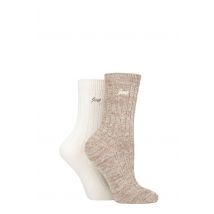 Women's 2 Pair Jeep Performance Polyester Boot Socks Taupe / Cream 4-8 Ladies