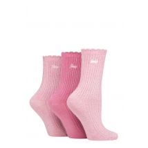 Women's 3 Pair Jeep Bamboo Scalloped Top Socks Cerise / Cream 4-8 Ladies