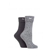 Women's 2 Pair Jeep Super Soft Turn Over Top Polyester Boot Socks Charcoal / Slate 4-8 Ladies