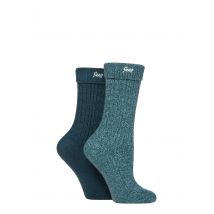 Women's 2 Pair Jeep Super Soft Turn Over Top Polyester Boot Socks Jade / Teal 4-8
