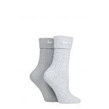 Women's 2 Pair Jeep Super Soft Turn Over Top Polyester Boot Socks Slate / White 4-8 Ladies