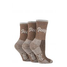 Women's 3 Pair Jeep Luxury Terrain Boot Socks Tan / Cream 4-8 Ladies
